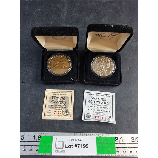 (2) Wayne Gretzky Medallions with Certificates of Authenticity