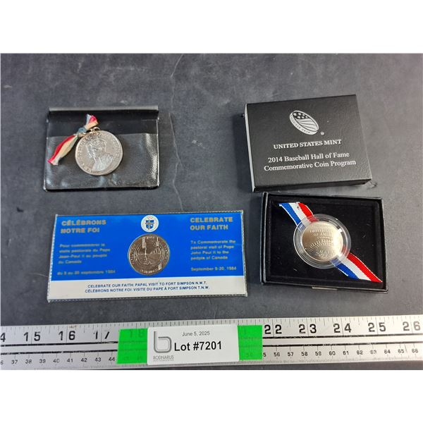 Celebrate Our Faith Coin, Cadbury Medal and 2014 Baseball Hall of Fame Commemorative Coin