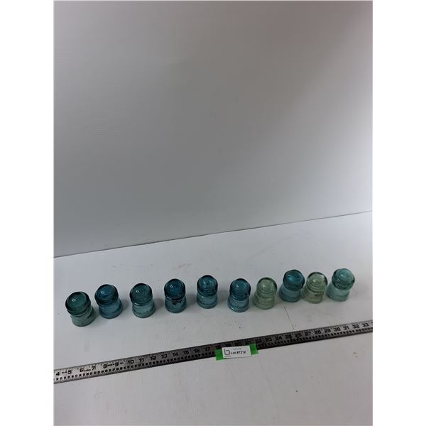(10) Glass Telephone Insulators