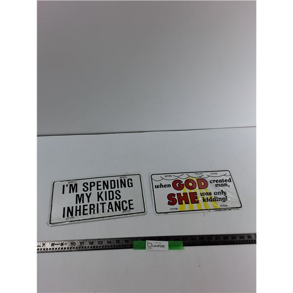 (2) Novelty License Plates