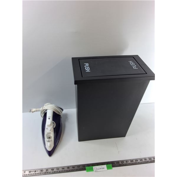 T-Fal Iron, Plastic Trash Can - 13'' x 8'' x 18'' - As Is