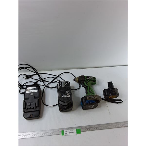Hitachi Drill, (2) Chargers, Dewalt Battery - As Is