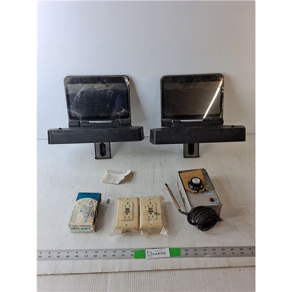 (2) Portable DVD Players- Untested, Pyrotenax Switch, (2) Wall Outlets, Misc.