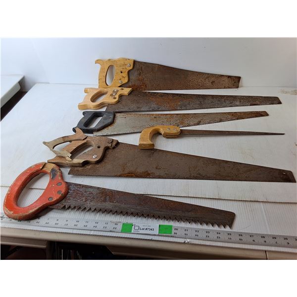 (6) Vintage Hand Saws Up to 32.5" Long- Cannot Ship