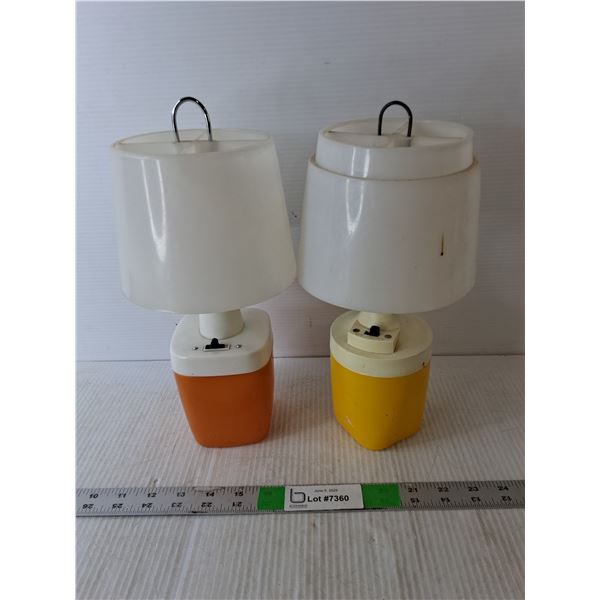 (2) Vintage Battery Powered Plastic Camping Lanterns