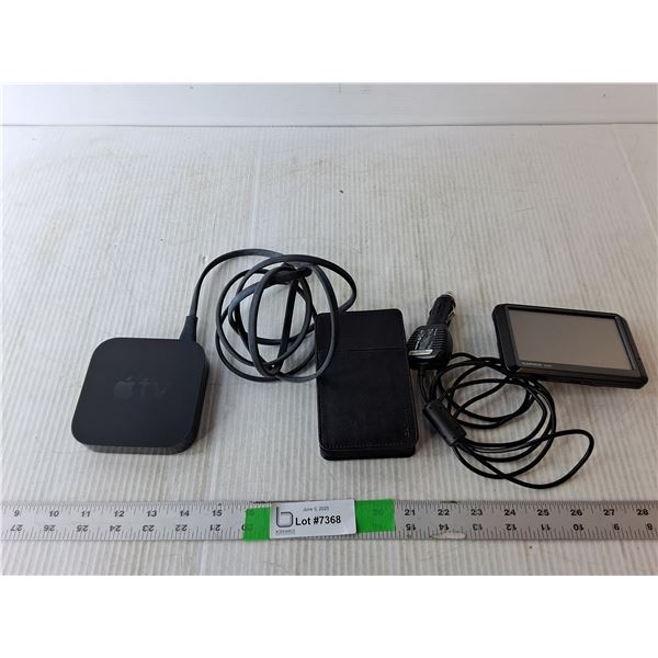 Garmin Nuvi GPS with Case & Apple Tv Console- Powers On, Both As Is