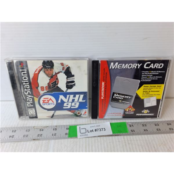 (4) Playstation Memory Cards & NHL 99 Game