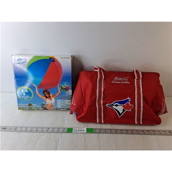 (2) 5 Ft. Inflatable Beach Balls & Toronto Blue Jays Cooler Bag