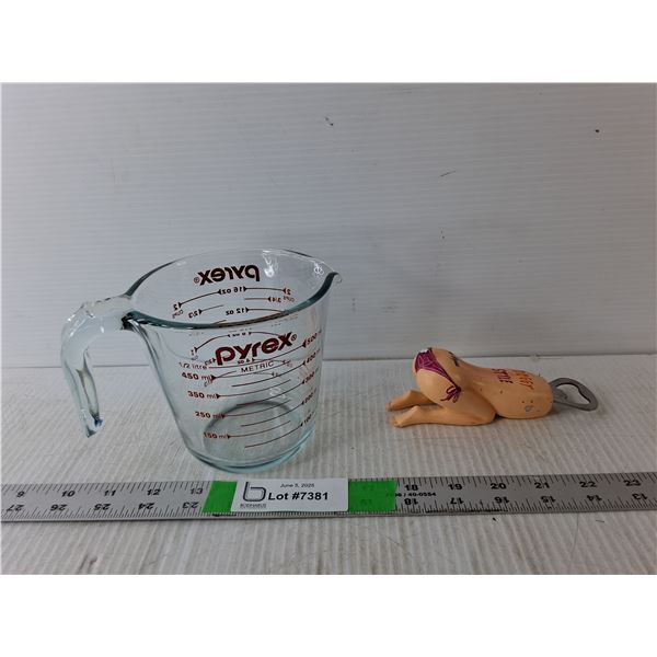 Pyrex Measuring Cup & Vegas Bottle Opener
