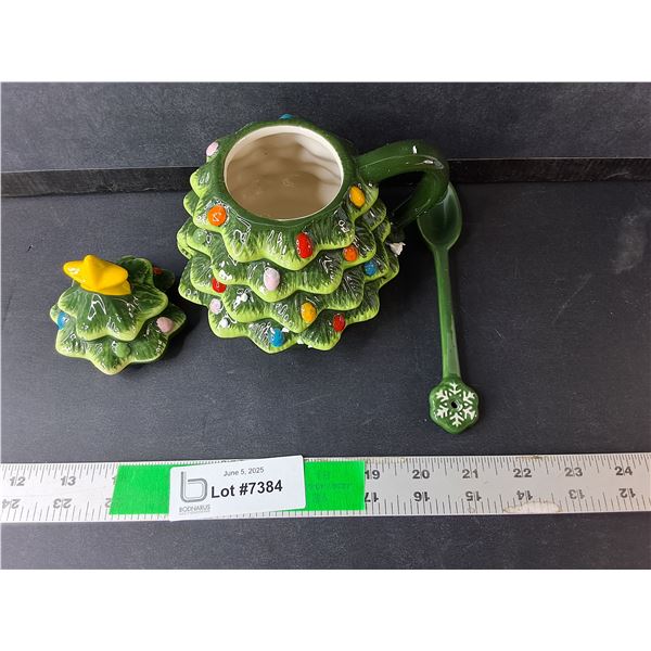 Ceramic Christmas Tree Sugar Bowl