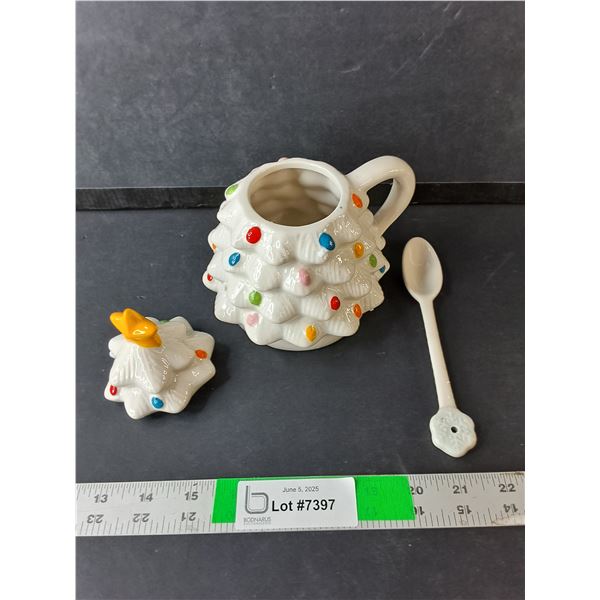 Ceramic Christmas Tree Sugar Bowl