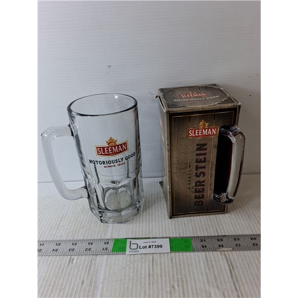 (2) Sleeman Glass Beer Steins 8" Tall
