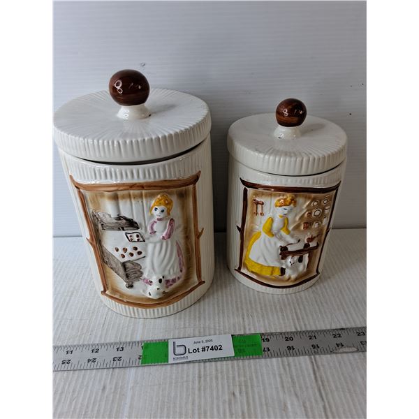 (2) Ceramic Cookie Jars Up to 10" Tall