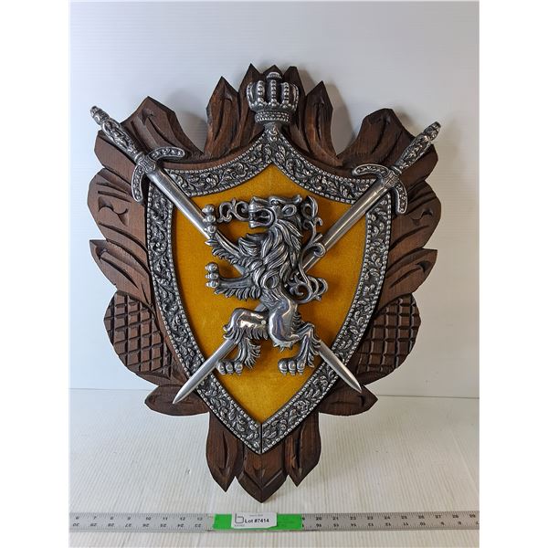 Wood and Metal Replica Coat of Arms 26" Tall  -  Pick Up