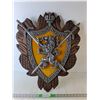 Image 1 : Wood and Metal Replica Coat of Arms 26" Tall  -  Pick Up