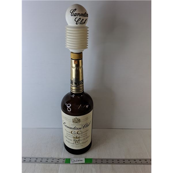 Canadian Club Glass Whiskey Bottle with Hand Pump 25" Tall