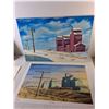 Image 2 : (4) Grain Elevator Paintings Up to 24" Wide x 17.5" Tall