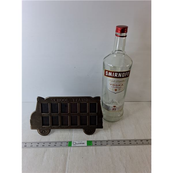 Smirnoff Vodka Glass Bottle 18" Tall & Metal School Photo Frame