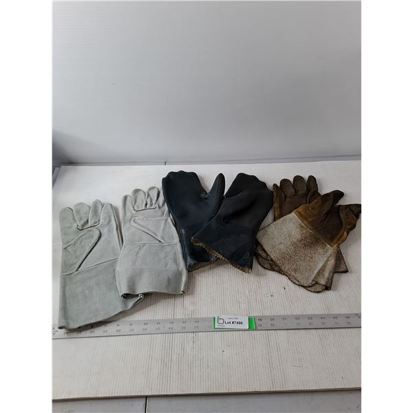 Welding Mitts, Leather Mitts and Rubber Gloves