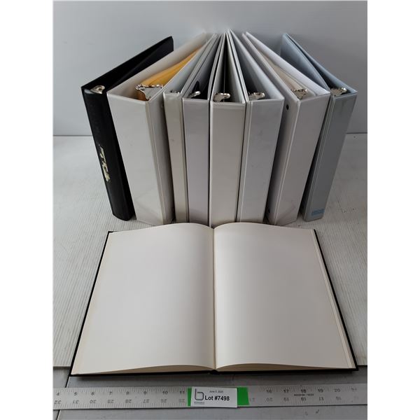 Assorted 3 Ring Binders & Blank Hard Cover Notebook