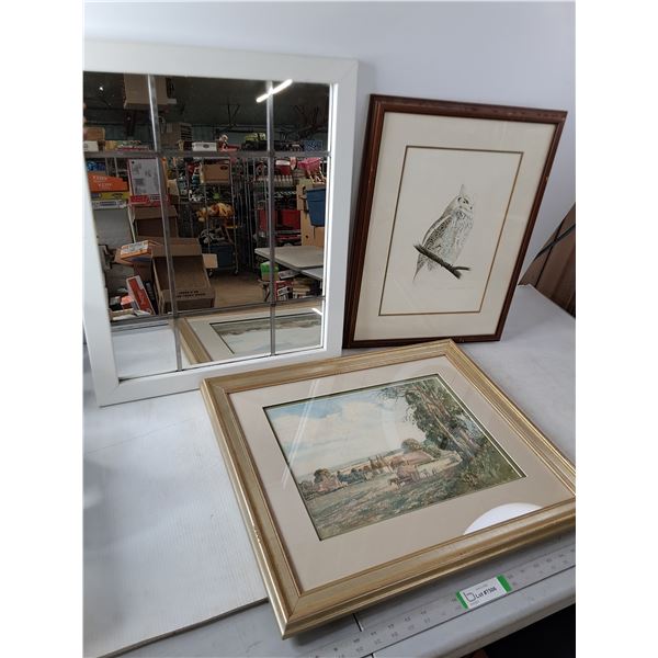 Mirror, Farming Hay Print and Owl Print