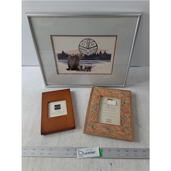(2) Photo Frames and a Bear Print