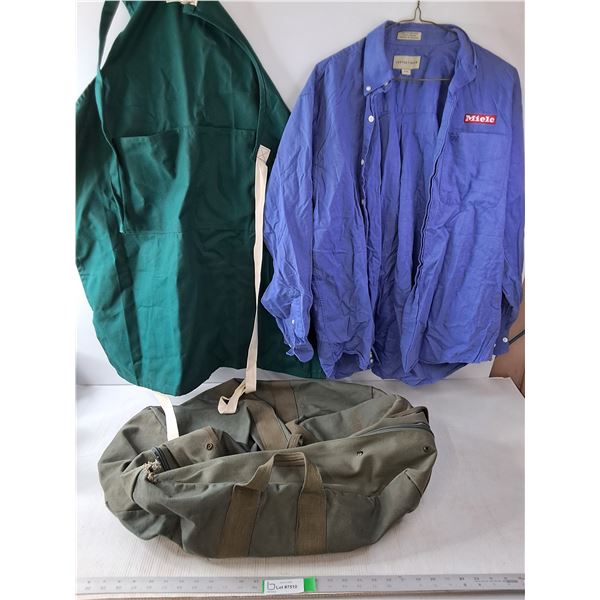 Medium Miele Workshirt, Canvas Duffle Bag and Cook's Apron