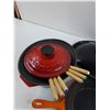 Image 3 : Lecreuset Frying Pan,and pots, fondue set