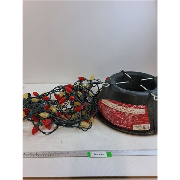 Fresh Cut Tree Stand, Christmas Lights (working some bulbs burnt out)