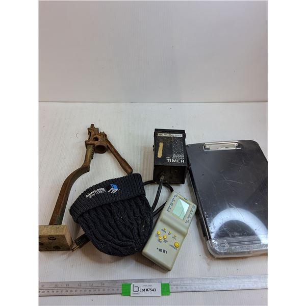Bottle capper, All Weather Timer, Clip Board and misc