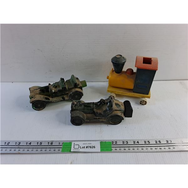 Vintage Toy Train and Car Shaped Perfume Bottles