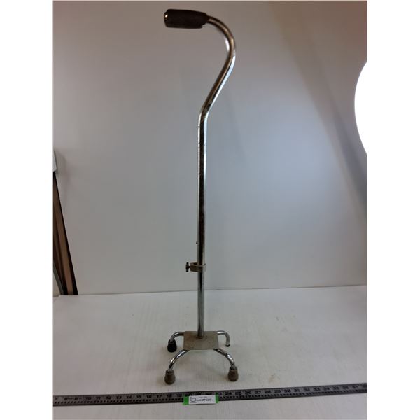 Adjustable Height 4-Footed Walking Cane - Missing a Rubber Footing - As is