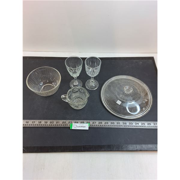 Wine Glasses, Mixing Bowl, Pitcher, Lid