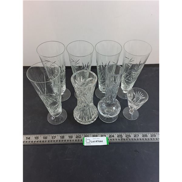 (8) Crystal Glasses/Vases