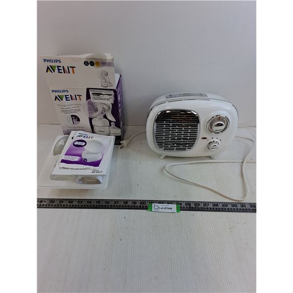 Vintage Look for Living Space Heater - Tested, Philips Avent Manual Breast Pump - Appears Unused