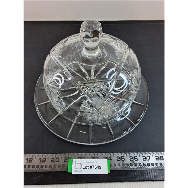 Crystal Platter with Lid 11" Dia x 7" Tall