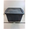 Image 1 : Plastic Storage Bin with Lid - 22" x 14" x 15" - CANNOT SHIP