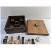 Image 4 : Wooden Box and Various Watches - As Is