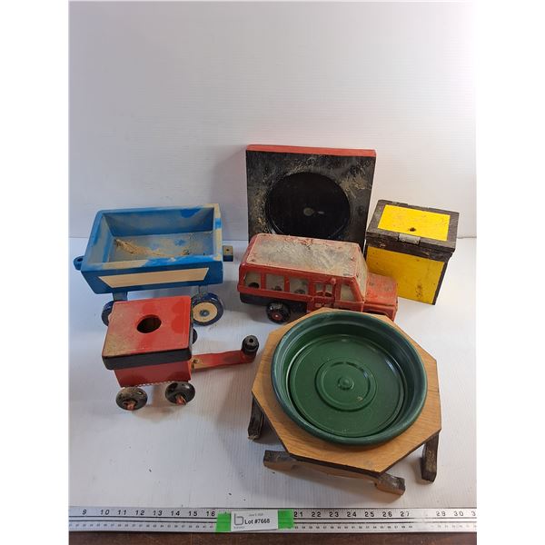 Planter Trays and Vintage Wooden Toys