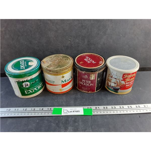 Seven Seas Nuts Tin and Various Vintage Tobacco Tins