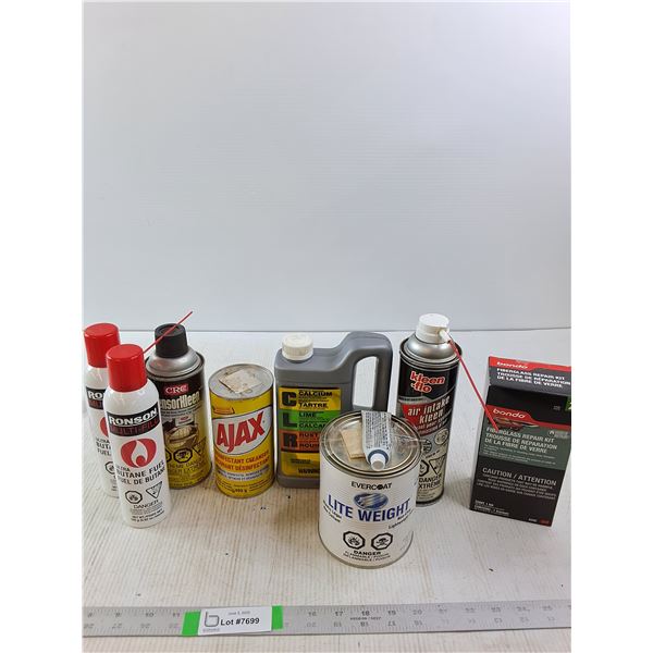CLR, Butane Fuel, Fibre Glass Repair Kit, Ajax Cleaner-- CANNOT SHIP