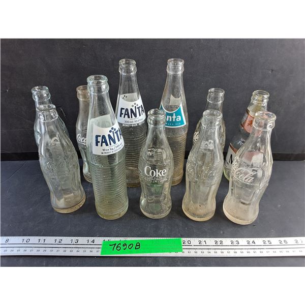 Vintage Fanta, Coca Cola and Modelo Glass Bottles