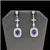 Image 1 : 5.70 ctw Tanzanite and 3.74 ctw Diamond 14K White Gold Earrings