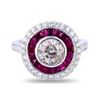 Image 1 : 1.10 ctw Diamond and 1.01 ctw Ruby 18K White Gold Ring (1.43 ctw Diamonds)