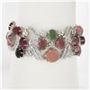 Image 1 : 18K Gold Oval Cabochon 49.55 ctw Multi Color Tourmaline Diamond Wide Bracelet