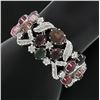 Image 2 : 18K Gold Oval Cabochon 49.55 ctw Multi Color Tourmaline Diamond Wide Bracelet