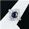 Image 1 : 3.20 ctw UNHEATED Blue Sapphire and 1.15 ctw Diamond Platinum Ring (GIA CERTIFIE