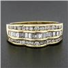 Image 2 : 14k Yellow Gold 1.39 ctw Channel Set Round & Baguette Cut Diamond Wavy Band Ring