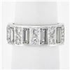 Image 4 : Platinum 4 ctw Straight Baguette & Round High Quality Diamond Eternity Band Ring