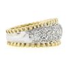 Image 5 : Estate 14K Two Tone Gold 1.0 ctw Round Pave Set Diamond Grooved Wide Band Ring